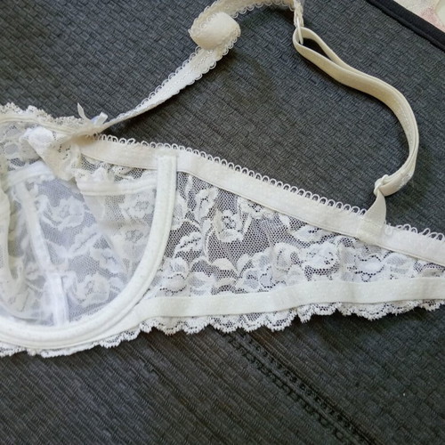 Etam white lace bra, semi-transparent, size 75C