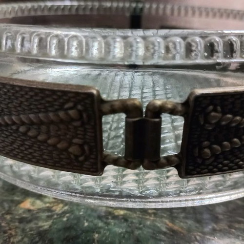 Art Deco bowl pair used, crystal and bronze