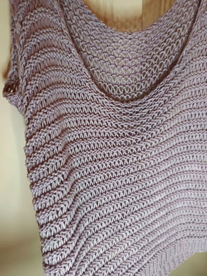 Πλεκτή λιλά μπλούζα χειροποίητη καινούργια, μέγεθος M