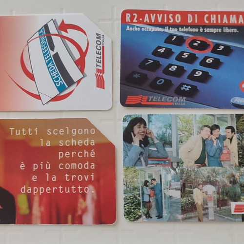 Telecom Italia advertising phone cards used, pack of 4, lire