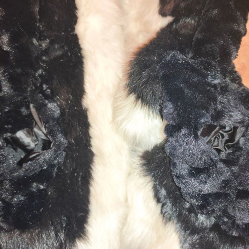 Vira Luxury Hooded Faux Fur Vest used, black and white contrast, size XL