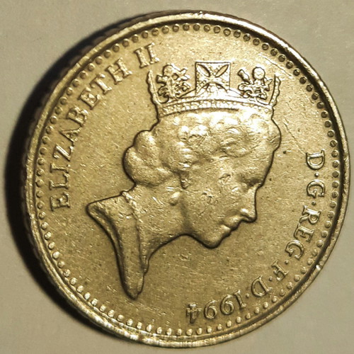 British coins used, 3 pieces with Elizabeth 1975-1994