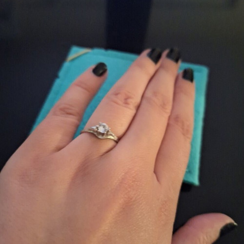 Silver 950 ring with zirconia, handmade solitaire