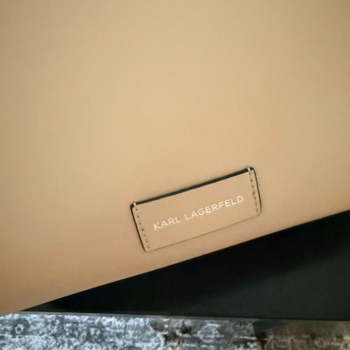 Karl Lagerfeld Large Shoulder Bag New, Beige and White Leather