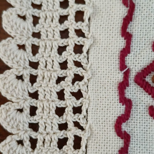 Handmade embroidered table runner with traditional Cretan design like new