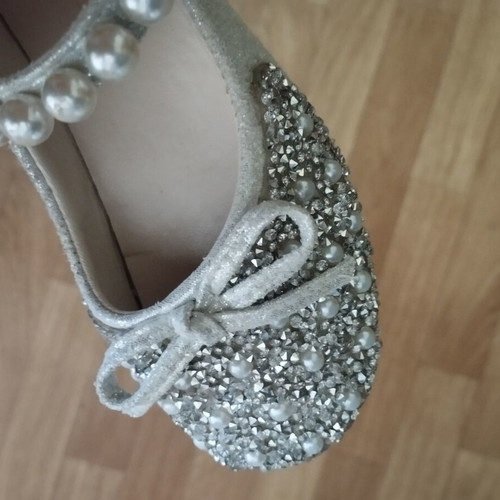 Girls' Ballerina Shoes silver, like new, size 30