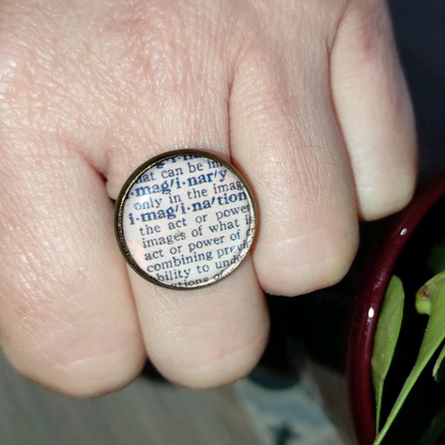 Imagination ring like new, handmade with liquid glass