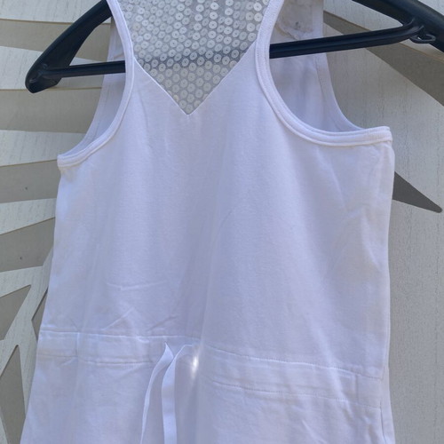 Alouette white sleeveless dress with sequins and adjustable waist like new