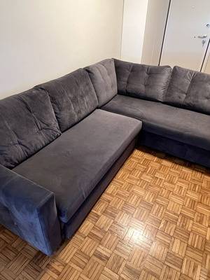 Corner sofa anthracite/grey with pull-out bed