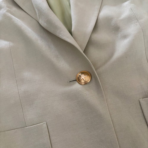LAURÉL vintage 80s summer linen blazer used, green
