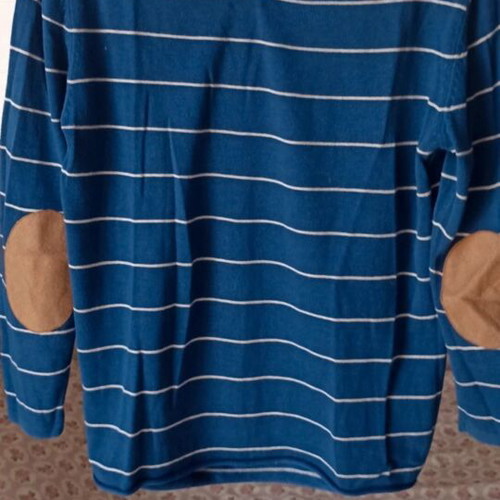 Pebbles Flintstones Long Sleeve Shirt used, navy blue with elbow patches