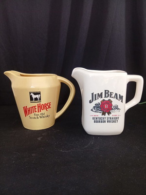 Vintage κεραμικές κανάτες μπαρ White Horse και Jim Beam, 700ml