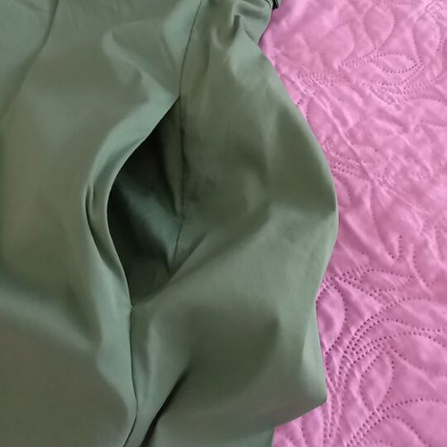 BCBG Maxazria green dress with pockets, backless, size M