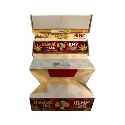 Tsigaroharto tou Pappou King Size CBD Natural Hemp new, 50 leaves with rolling papers