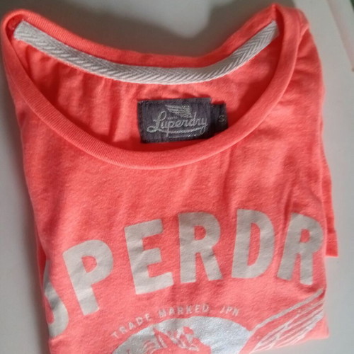 Superdry women's t-shirt small like new, orange with white