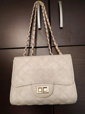 Quilted shoulder bag used, beige