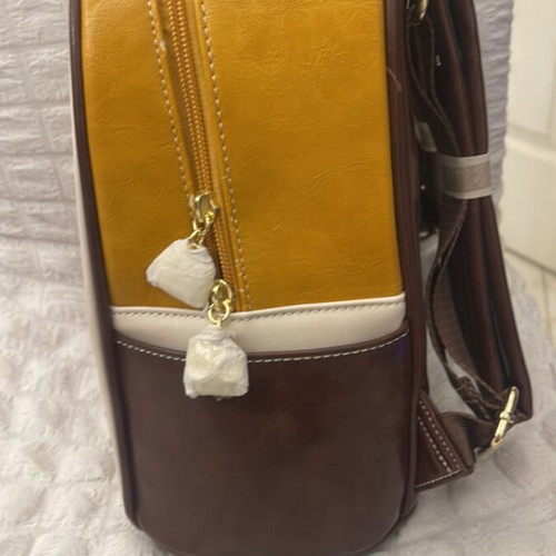 Cream Bear backpack, brown and yellow