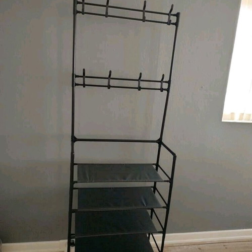 Metal shelf five levels with 8 hangers new