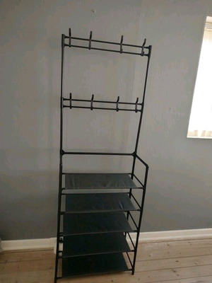 Metal shelf five levels with 8 hangers new
