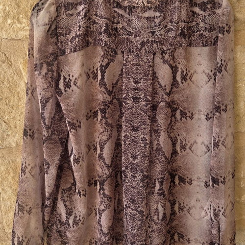 Mango Pleated Snakeskin Print Blouse like new, lightweight chiffon