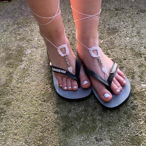 Barefoot Romaska foot jewelry white, new