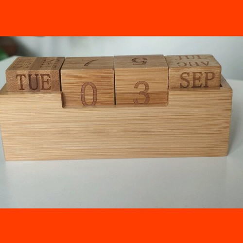 Wooden calendar new with box, decorative for desk or kitchen shelf