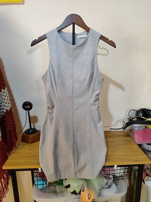 Bershka Mini Dress with Pleats Used, Gray