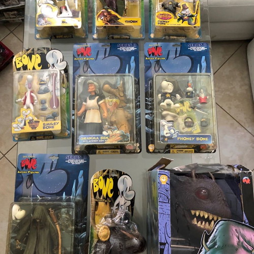 Bone Set of 9 Used Jeff Smith Figures, Rare