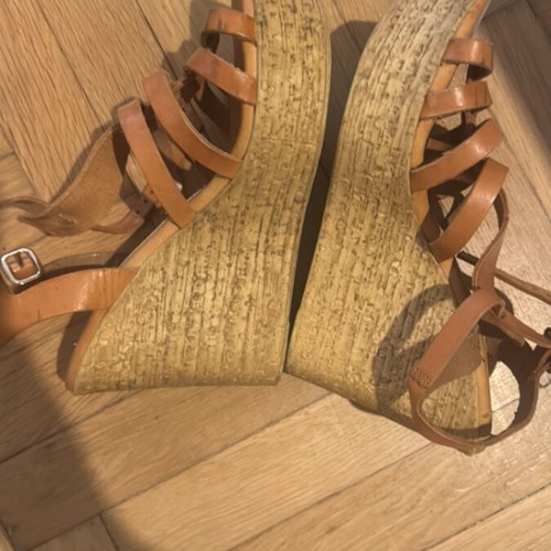 Sante platform sandals size 38 used, brown