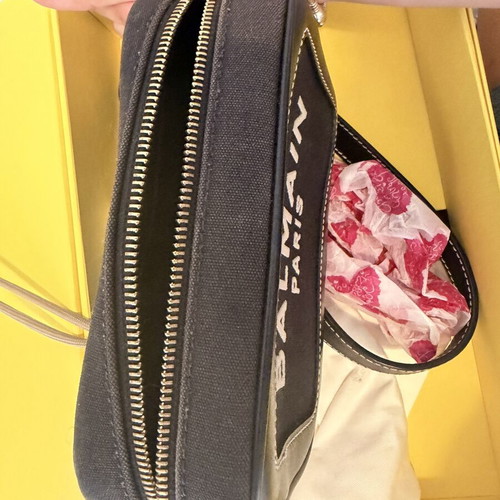 Balmain B-Army canvas and leather shoulder bag
