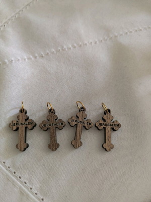 Set of 4 new wooden crosses from the Holy Land