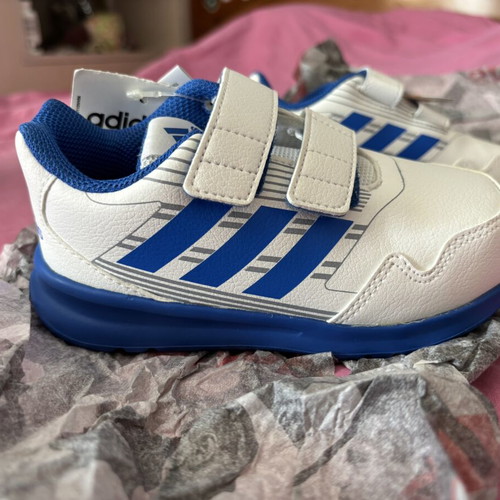 Adidas children's athletic shoes, size 25, white and blue