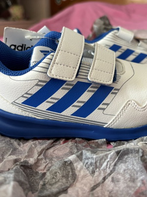 Adidas children's athletic shoes, size 25, white and blue