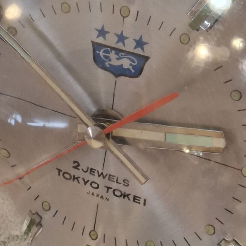 70's Tokyo Tokei manual wind-up alarm clock used, space age retro