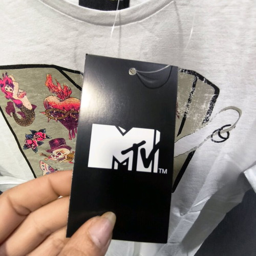 MTV vintage t-shirt with distressed look, new, white multicolor