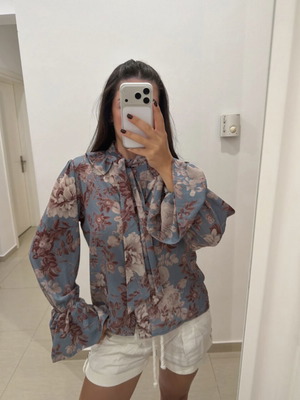 Milkwhite shirt, grey and blue, size M