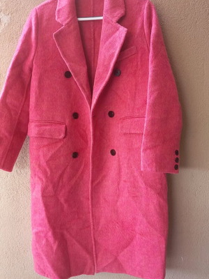 Wool coat new pink A-Style size M-L with tear and pockets