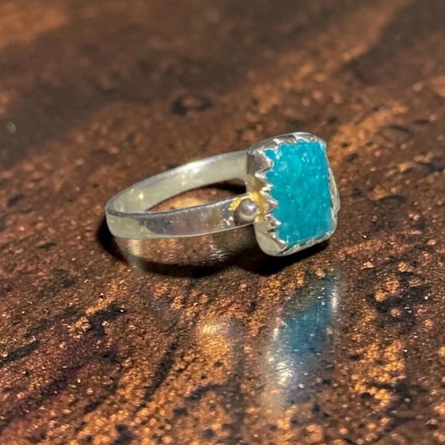 Silver ring with natural turquoise #9 new