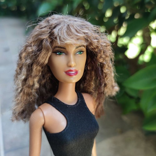 Barbie Curly Hair used, modern Esmeralda OOAK with clothes