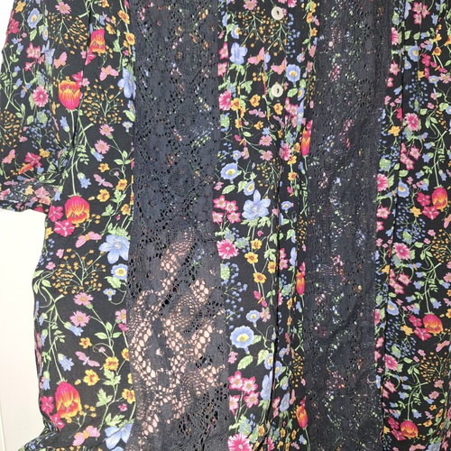 Dress with lace used, black floral pattern, one size
