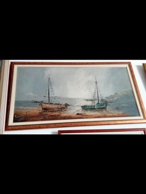 Oil painting with frame by foreign artist 1.20 x 60cm new