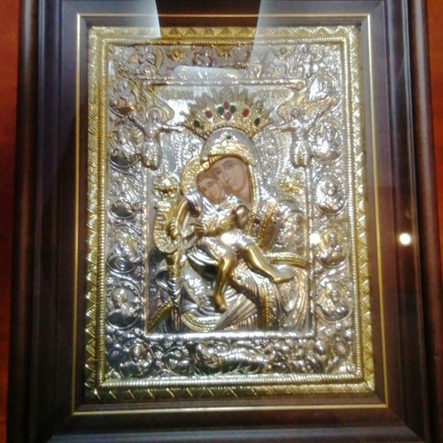 Panagia Axion Esti religious icon with 925 silver, new
