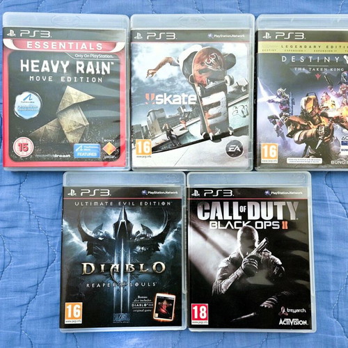 PlayStation 3 game bundle with Heavy Rain, Skate 3, Destiny, Diablo 3, Call of Duty Black Ops 2