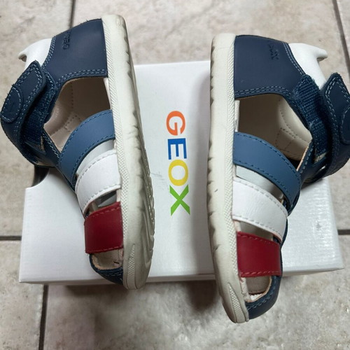 Geox leather anatomical children's sandals size 25 like new, blue/red