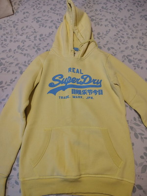 Superdry women's sweatshirt used, size small, yellow and turquoise