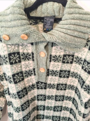 Kookai knitted wool sweater used, black and green