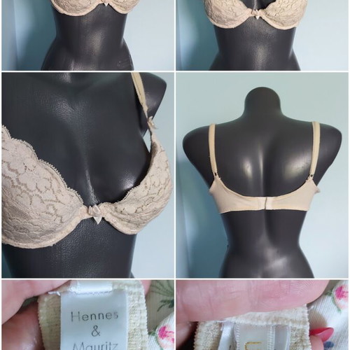 H&M Vintage Wonder Bra Set used, pushup, lace and embroidery