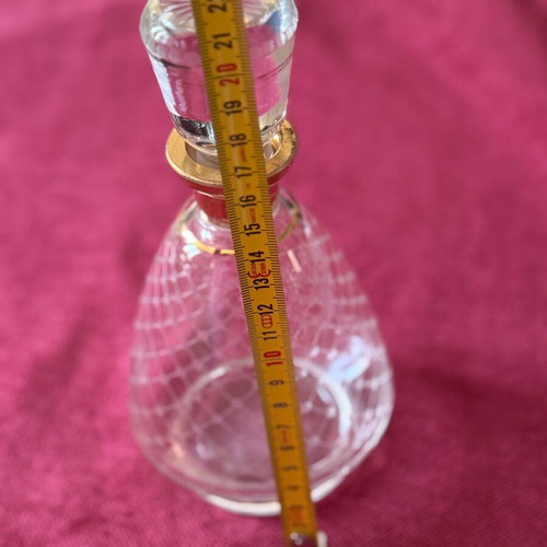 Crystal gold-plated antique carafe like new, height 21cm
