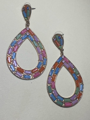 Drop-shaped dangling earrings new, multicolored