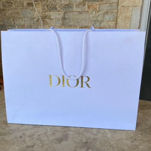 Dior paper bag like new, 30cm x 42cm, white with gold logo